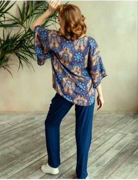 Брючный комплект из вискозы Mia-Mia GERA 16466, Цвет: темно-синий, Размеры: M, изображение 2