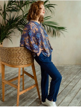 Брючный комплект из вискозы Mia-Mia GERA 16466, Цвет: темно-синий, Размеры: M, изображение 3