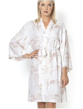 Короткий халат из вискозы Nipplex CAMERON, Цвет: капучино, Размеры: L