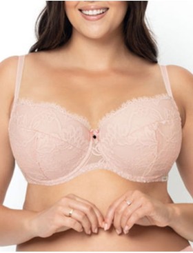 Кружевной бюстгальтер тонкий поролон Nipplex CARLA U, Цвет: пудра, Размеры: 90D