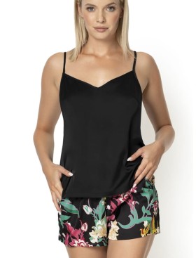 Шорты и топ из атласа Nipplex CLARISA PAJAMAS, Цвет: черный, Размеры: L