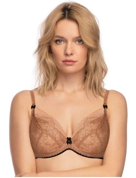 Кружевной бюстгальтер пуш-ап Nipplex ELISABETH P-UP, Цвет: карамель, Размеры: 70F, изображение 3