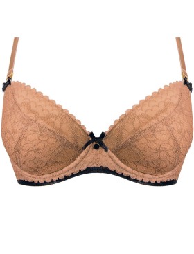 Кружевной бюстгальтер пуш-ап Nipplex ELISABETH P-UP, Цвет: карамель, Размеры: 70F, изображение 6