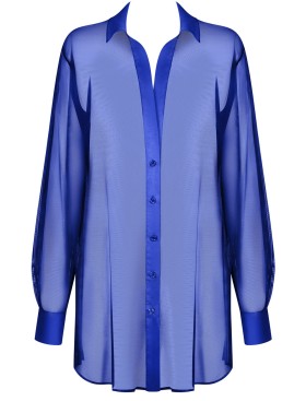 Синяя полупрозрачная рубашка Obsessive STELLYA, Цвет: синий, Размеры: XL/2XL, изображение 5