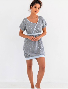 Хлопковая сорочка с коротким рукавом Sensis LEAH KOSZULA, Цвет: серый, Размеры: S, изображение 3