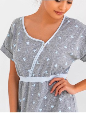 Хлопковая сорочка с коротким рукавом Sensis LEAH KOSZULA, Цвет: серый, Размеры: S, изображение 4