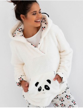 Плюшевая толстовка с капюшоном Sensis PANDA BLUZA, Цвет: белый, Размеры: S/M