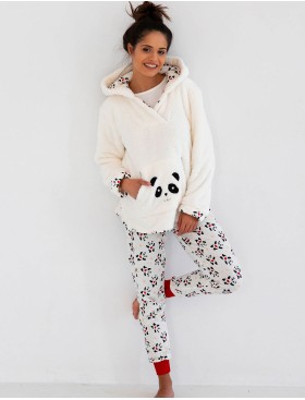 Плюшевая толстовка с капюшоном Sensis PANDA BLUZA, Цвет: белый, Размеры: S/M, изображение 2