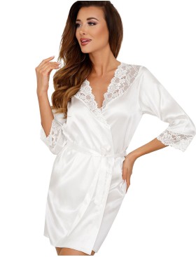 Атласный халат-кимоно Donna COLETTE dressing gown ekri, Цвет: экрю, Размеры: M