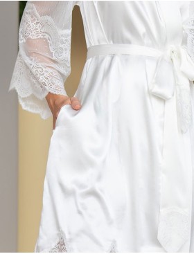 Короткий шелковый халат Mia-Amore AURELIA 3893 белый, Цвет: белый, Размеры: 2XL/3XL, изображение 5