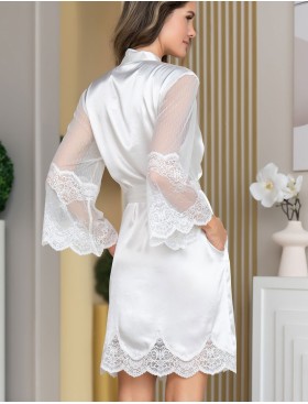 Короткий шелковый халат Mia-Amore AURELIA 3893 белый, Цвет: белый, Размеры: 2XL/3XL, изображение 2