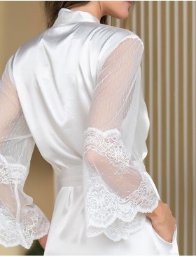 Короткий шелковый халат Mia-Amore AURELIA 3893 белый, Цвет: белый, Размеры: 2XL/3XL, изображение 4