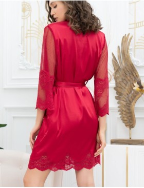 Короткий шелковый халат Mia-Amore AURELIA 3893 красный, Цвет: красный, Размеры: L/XL, изображение 2