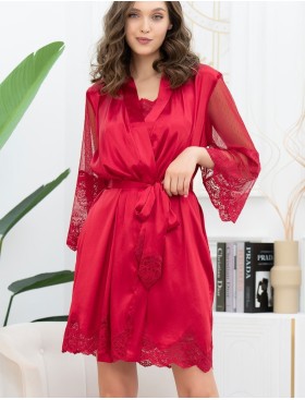 Короткий шелковый халат Mia-Amore AURELIA 3893 красный, Цвет: красный, Размеры: L/XL, изображение 3