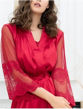 Короткий шелковый халат Mia-Amore AURELIA 3893 красный, Цвет: красный, Размеры: L/XL, изображение 6