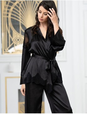 Шелковый комплект-тройка с брюками Mia-Amore AURELIA 3896 черный, Цвет: черный, Размеры: L
