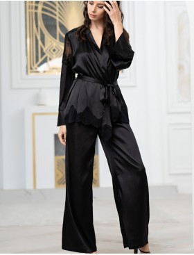 Шелковый комплект-тройка с брюками Mia-Amore AURELIA 3896 черный, Цвет: черный, Размеры: L, изображение 4