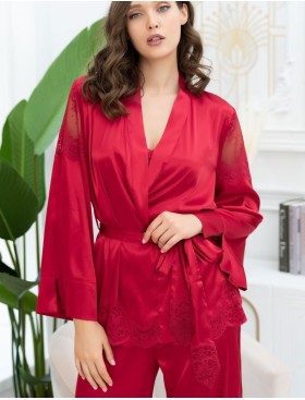 Шелковый комплект-тройка с брюками Mia-Amore AURELIA 3896 красный, Цвет: красный, Размеры: L