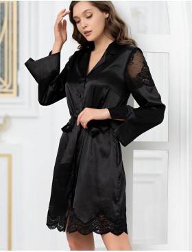 Шелковая рубашка-халат Mia-Amore AURELIA 3897 черный, Цвет: черный, Размеры: XL, изображение 3