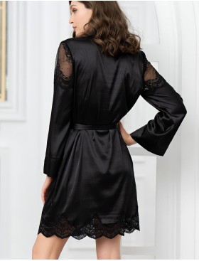 Шелковая рубашка-халат Mia-Amore AURELIA 3897 черный, Цвет: черный, Размеры: XL, изображение 2