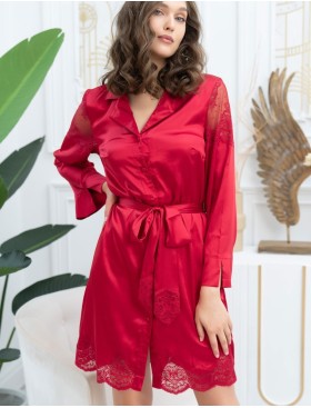 Шелковая рубашка-халат Mia-Amore AURELIA 3897 красный, Цвет: красный, Размеры: L