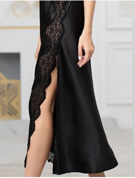 Длинная сорочка из натурального шелка Mia-Amore AURELIA 3898 черный, Цвет: черный, Размеры: 2XL, изображение 4