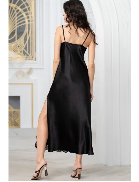 Длинная сорочка из натурального шелка Mia-Amore AURELIA 3898 черный, Цвет: черный, Размеры: 2XL, изображение 3