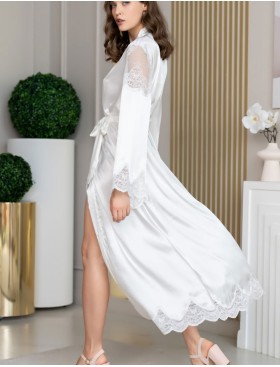 Шелковый халат длиной в пол Mia-Amore AURELIA 3899 белый, Цвет: белый, Размеры: L/XL, изображение 3