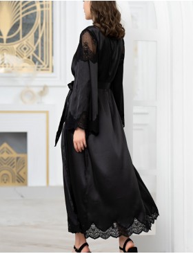 Шелковый халат длиной в пол Mia-Amore AURELIA 3899 черный, Цвет: черный, Размеры: S/M, изображение 2