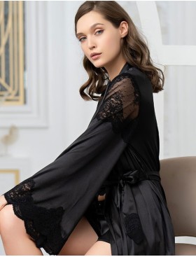 Шелковый халат длиной в пол Mia-Amore AURELIA 3899 черный, Цвет: черный, Размеры: S/M, изображение 6