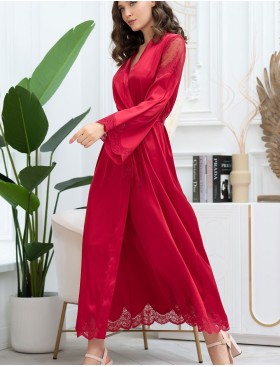 Шелковый халат длиной в пол Mia-Amore AURELIA 3899 красный, Цвет: красный, Размеры: L/XL