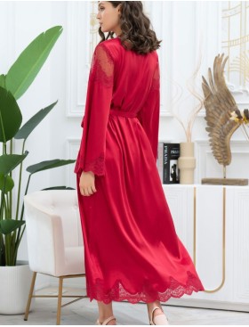 Шелковый халат длиной в пол Mia-Amore AURELIA 3899 красный, Цвет: красный, Размеры: L/XL, изображение 3