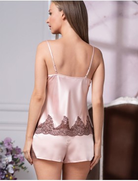 Шелковая пижама с шортами Mia-Amore MARILIN 3102 пудра, Цвет: пудра, Размеры: 2XL, изображение 2