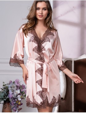 Халат-кимоно шелковый Mia-Amore MARILIN 3103 пудра, Цвет: пудра, Размеры: XS