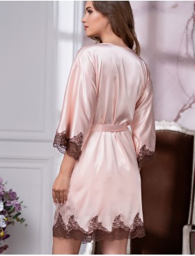 Халат-кимоно шелковый Mia-Amore MARILIN 3103 пудра, Цвет: пудра, Размеры: XS, изображение 2