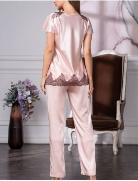 Шелковая пижама Mia-Amore MARILIN 3106 пудра, Цвет: пудра, Размеры: S, изображение 4