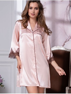 Рубашка-халат из шелка Mia-Amore MARILIN 3107 пудра, Цвет: пудра, Размеры: M, изображение 5