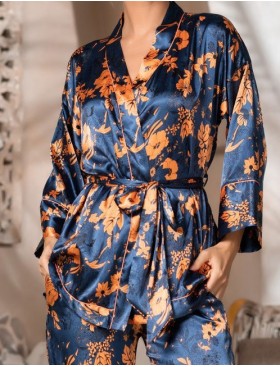 Шелковая пижама тройка Mia-Amore QIARA 3826, Цвет: синий, Размеры: 3XL, изображение 4