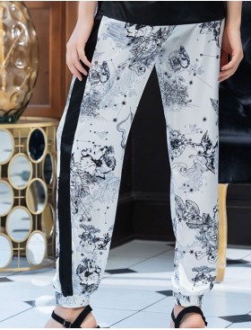 Атласный комплект топ и брюки Mia-Amore UNONA 7236, Цвет: черно-белый, Размеры: XS, изображение 6