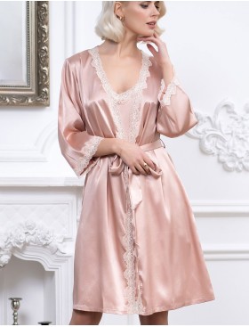 Атласный халат-кимоно Mia-Mella JULIA 8733 светлая пудра, Цвет: светлая пудра, Размеры: S/M, изображение 4