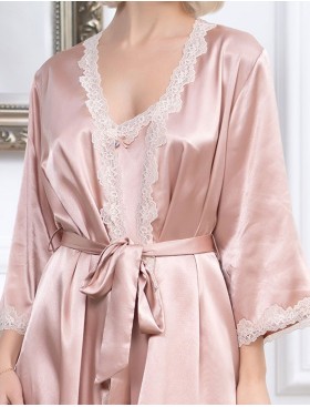 Атласный халат-кимоно Mia-Mella JULIA 8733 светлая пудра, Цвет: светлая пудра, Размеры: S/M, изображение 3