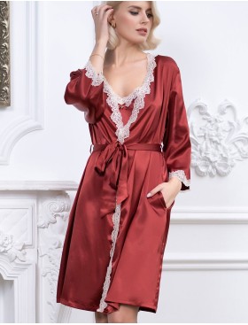 Атласный халат-кимоно Mia-Mella JULIA 8733 паприка, Цвет: паприка, Размеры: L/XL, изображение 3