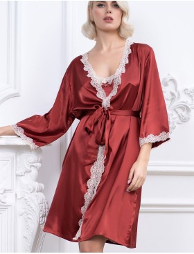 Атласный халат-кимоно Mia-Mella JULIA 8733 паприка, Цвет: паприка, Размеры: L/XL