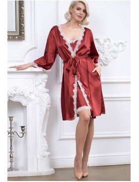 Атласный халат-кимоно Mia-Mella JULIA 8733 паприка, Цвет: паприка, Размеры: L/XL, изображение 6