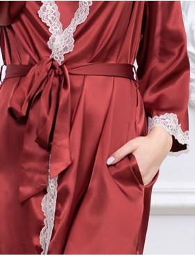 Атласный халат-кимоно Mia-Mella JULIA 8733 паприка, Цвет: паприка, Размеры: L/XL, изображение 5