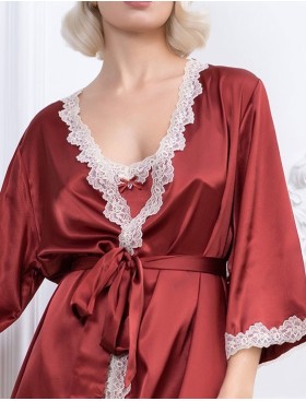 Атласный халат-кимоно Mia-Mella JULIA 8733 паприка, Цвет: паприка, Размеры: L/XL, изображение 4