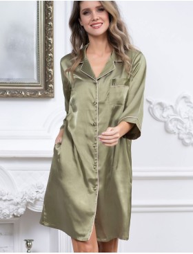 Атласная ночная рубашка Mia-Mella JULIA 8737 оливковый, Цвет: оливковый, Размеры: L