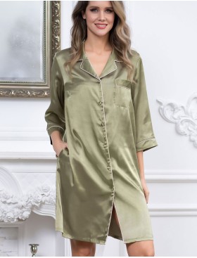 Атласная ночная рубашка Mia-Mella JULIA 8737 оливковый, Цвет: оливковый, Размеры: L, изображение 4