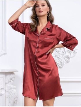 Атласная ночная рубашка Mia-Mella JULIA 8737 паприка, Цвет: паприка, Размеры: L