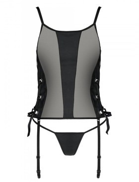 Соблазнительный корсет + стринги Passion MALWIA CORSET black, Цвет: черный, Размеры: 6XL/7XL, изображение 3